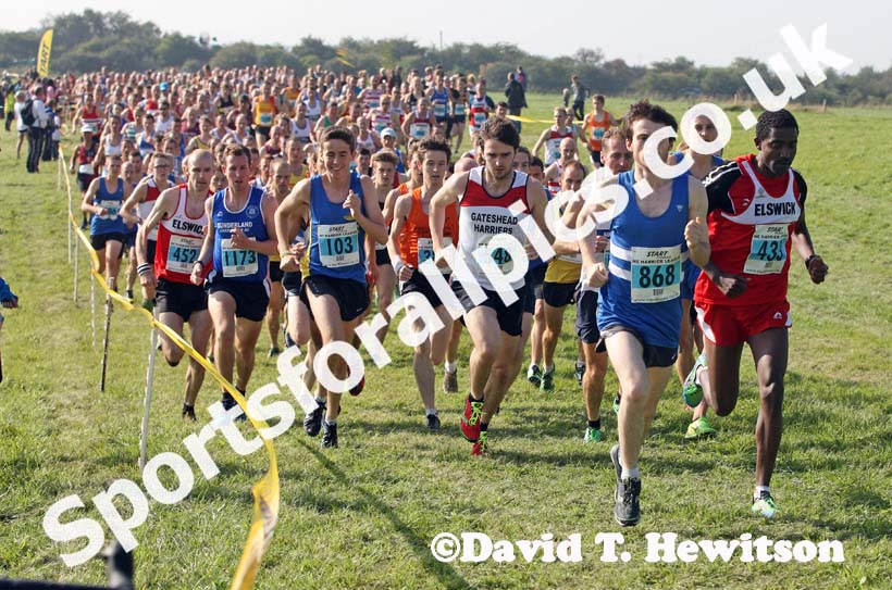 Start of the senior men, Sherman Cup, Hedley Farm, Tanfield,  County Durham.